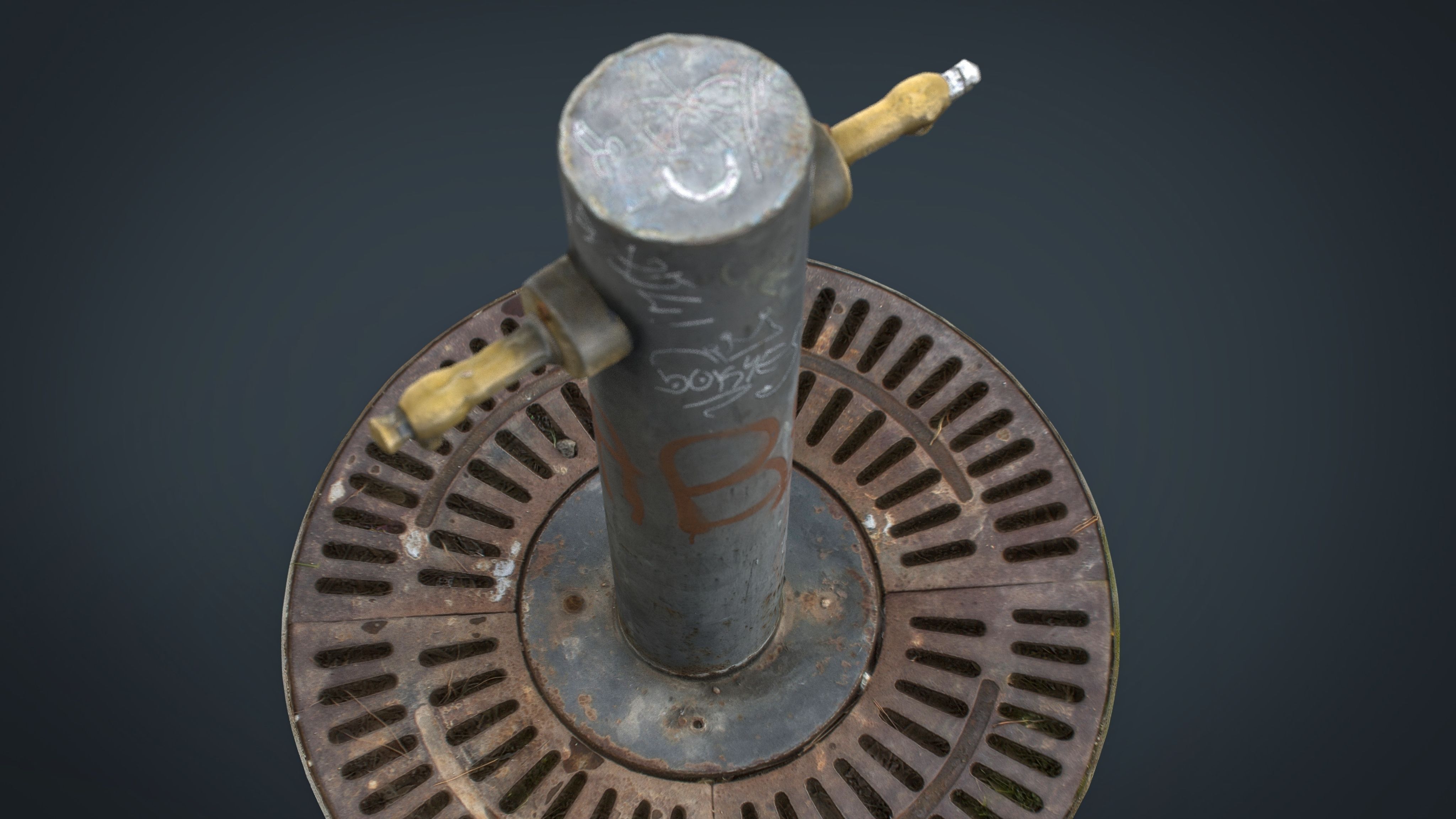 Fountain old water jug with graffiti Low-poly 3D model_9