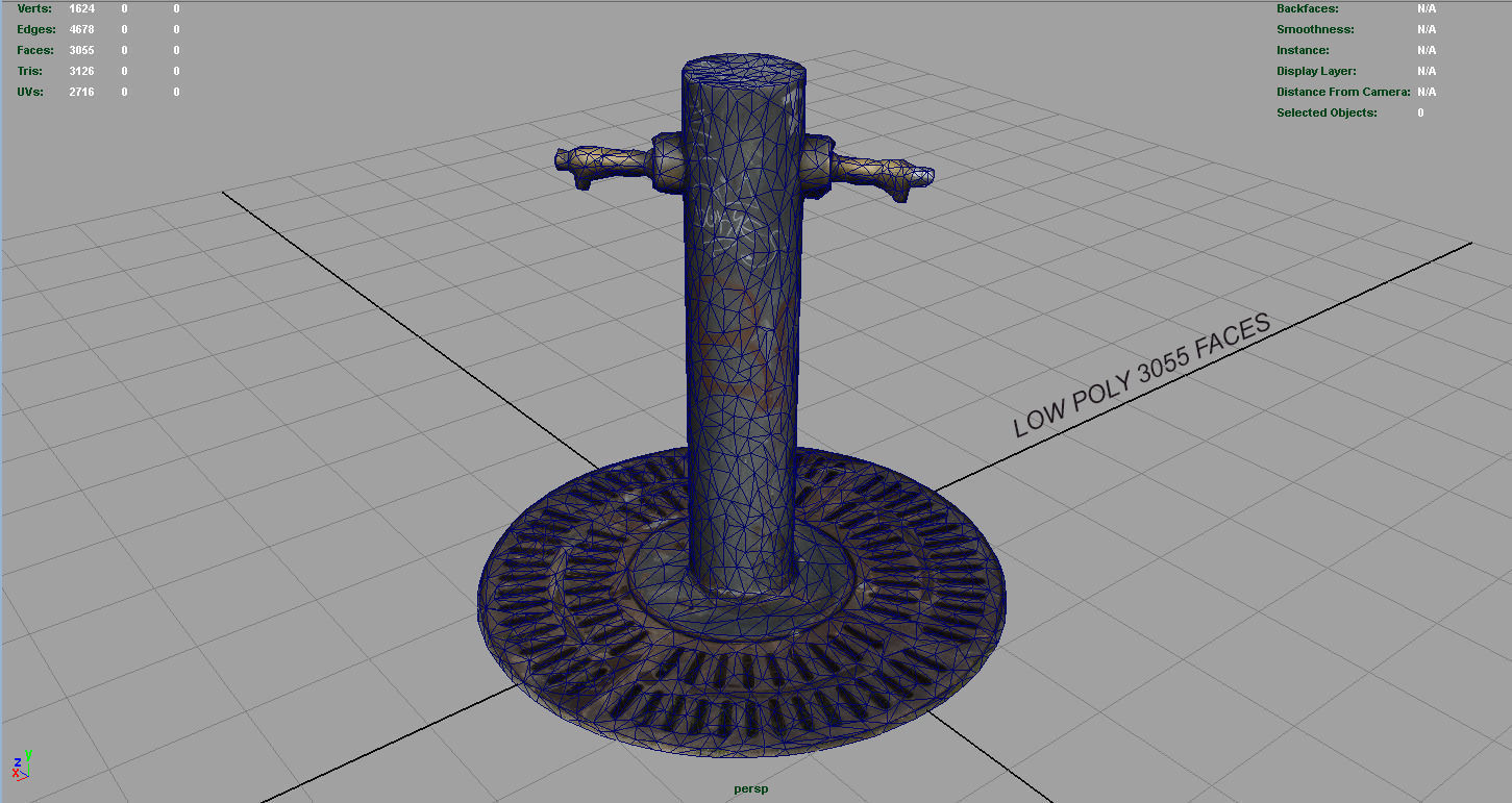 Fountain old water jug with graffiti Low-poly 3D model_10