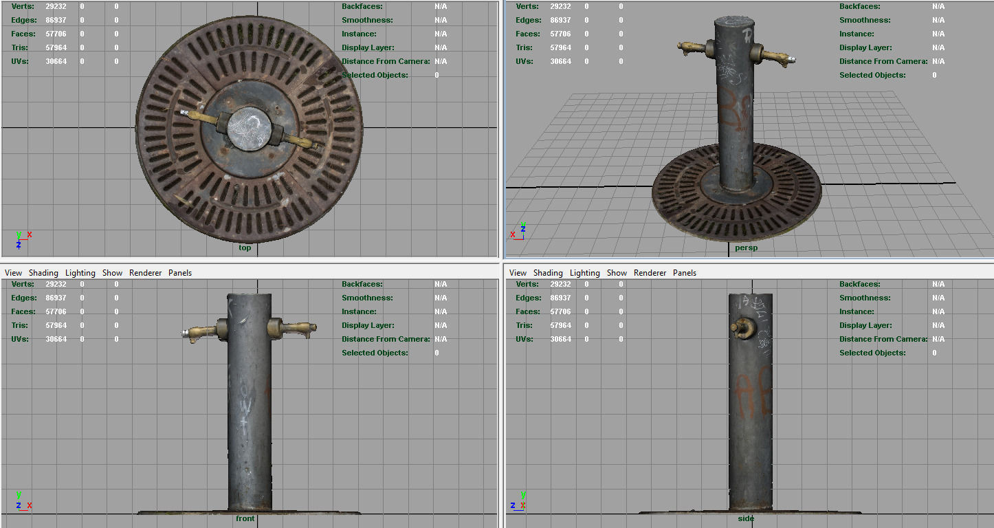 Fountain old water jug with graffiti Low-poly 3D model_7