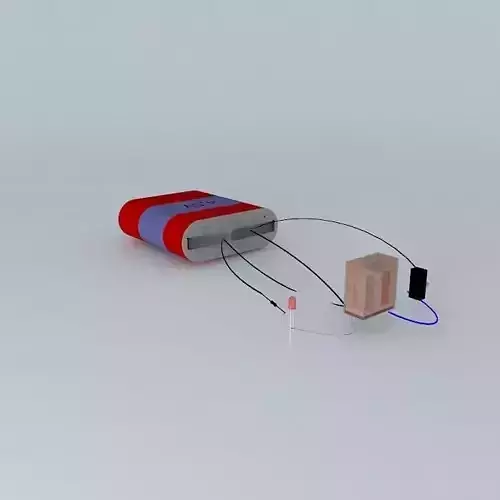 bad battery with two wires connected to it