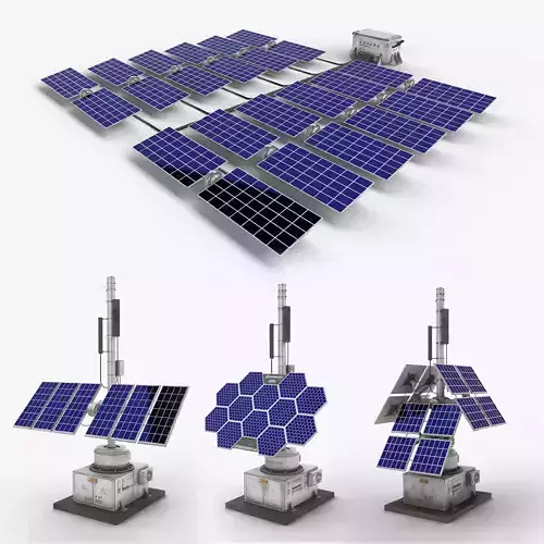 Solar Panels Set and Pack Source Files Attached 8K Textures Low-poly 3D model