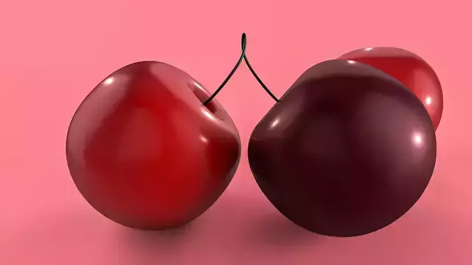 Cherry Fruit Low-poly Bowl of Cherries