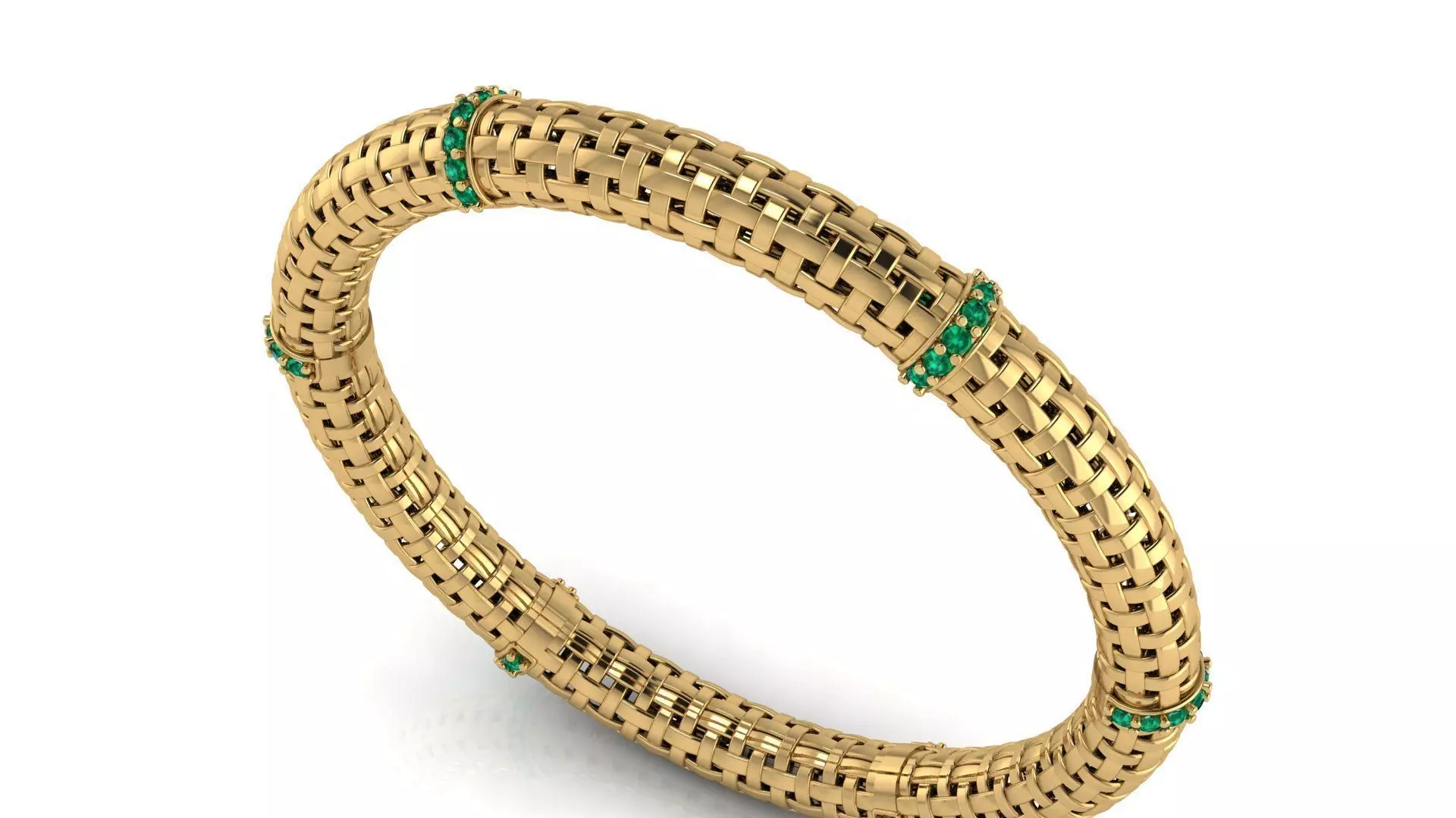 Gold Bangle Bracelet with Diamond 3D print model_0