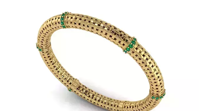 Gold Bangle Bracelet with Diamond