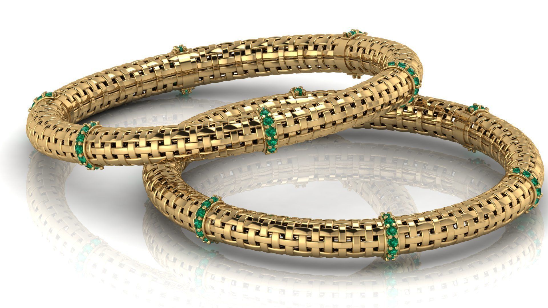 Gold Bangle Bracelet with Diamond 3D print model_3