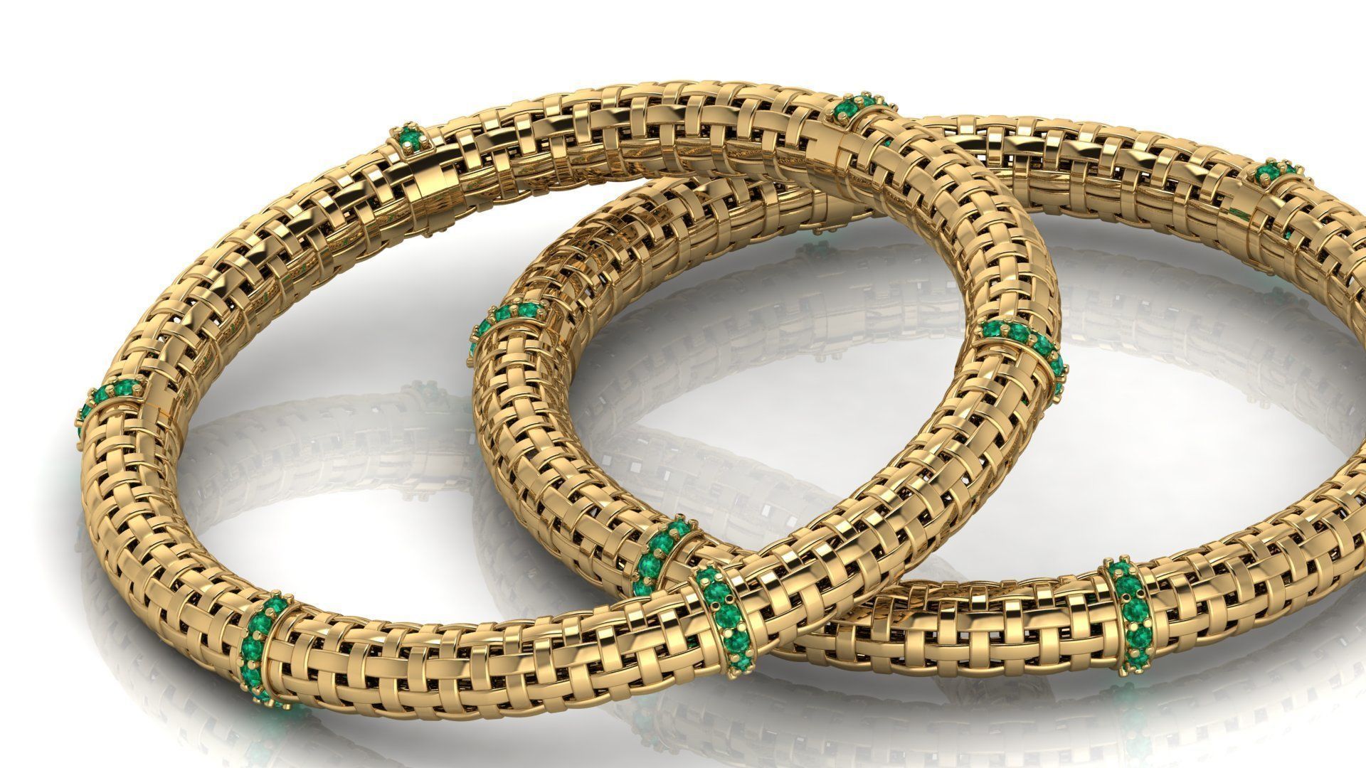 Gold Bangle Bracelet with Diamond 3D print model_2