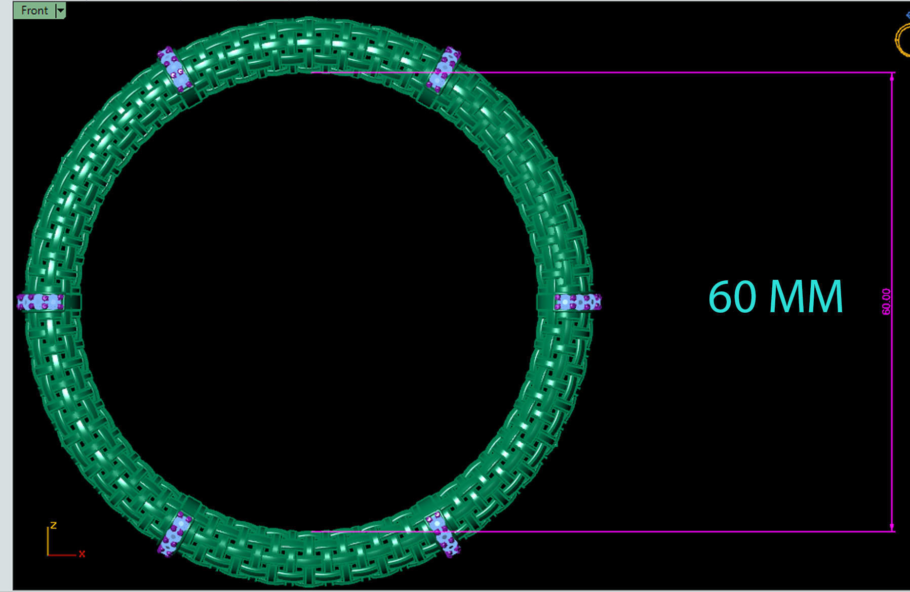 Gold Bangle Bracelet with Diamond 3D print model_4