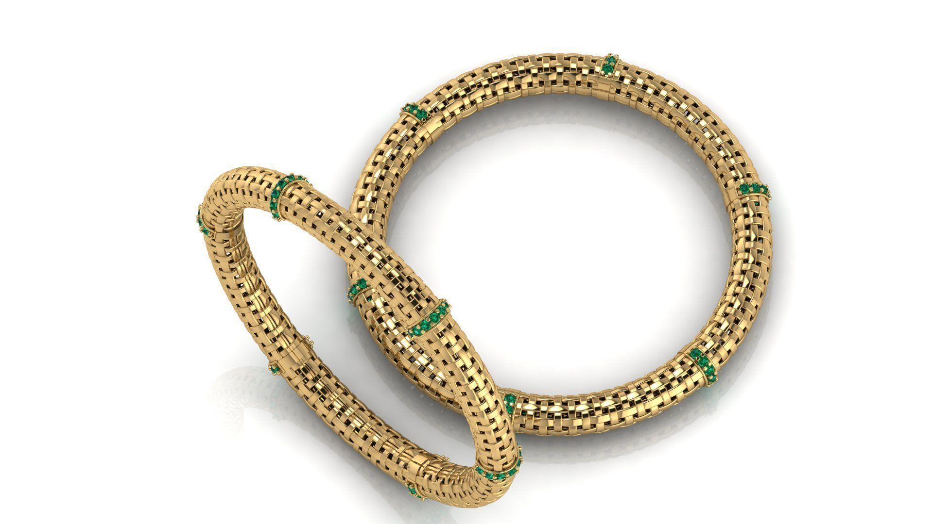 Gold Bangle Bracelet with Diamond 3D print model_1