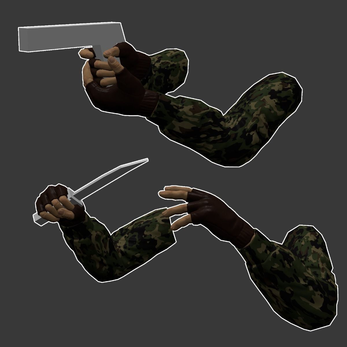 FPS Hands Free low-poly 3D model_2
