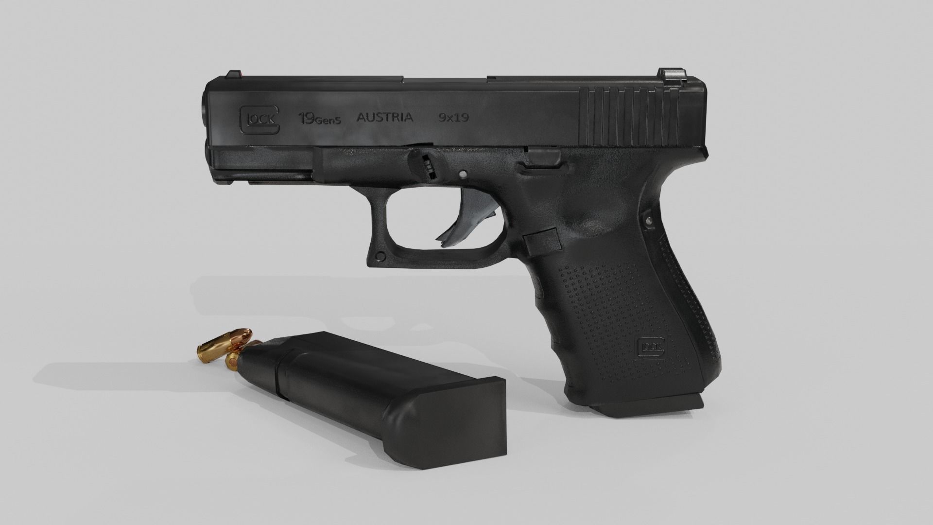 Glock 19 lowpoly Low-poly 3D model_2