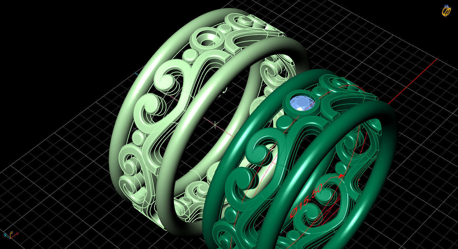 wedding rings hearts 3D print model_13