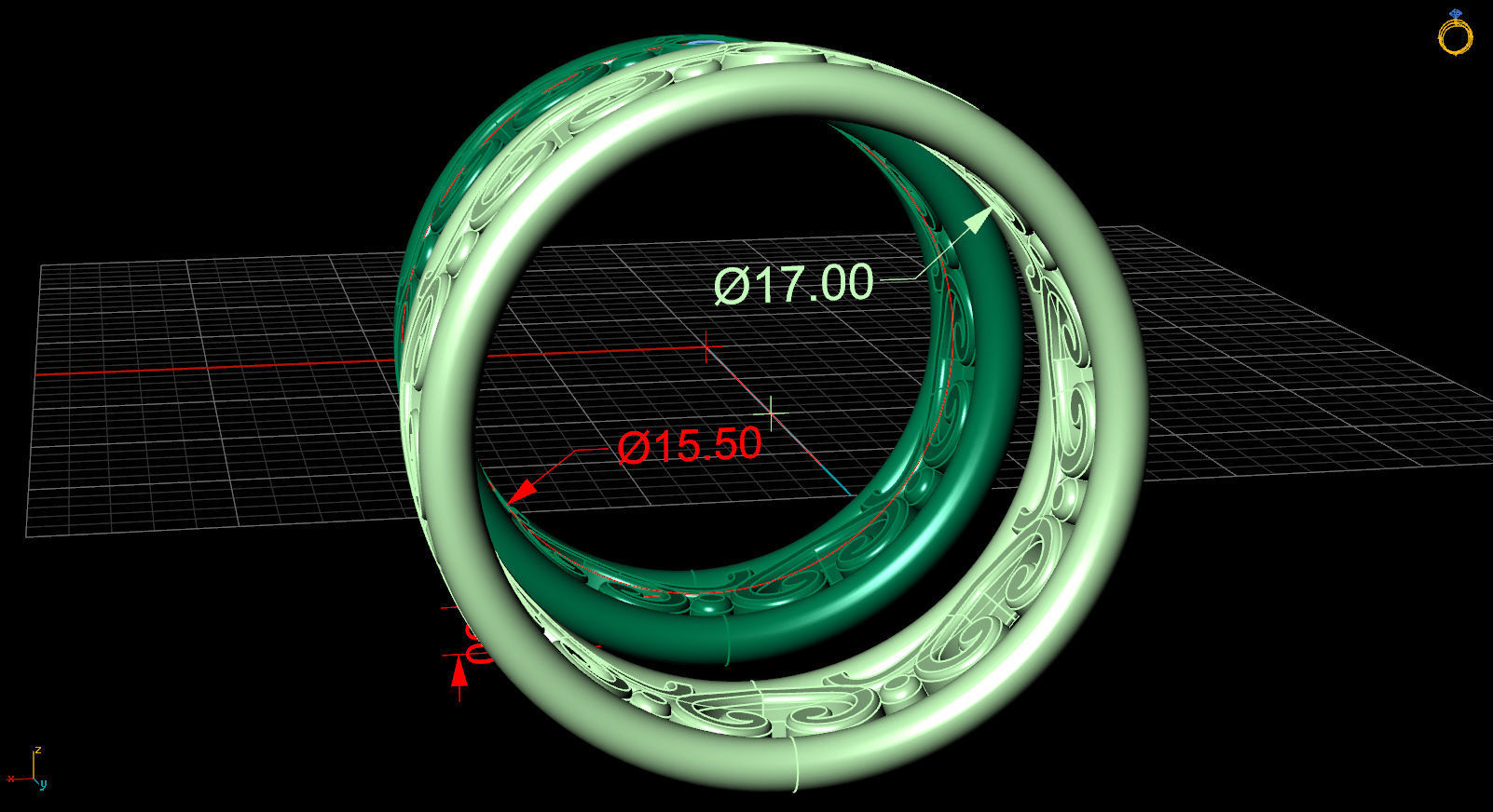 wedding rings hearts 3D print model_10