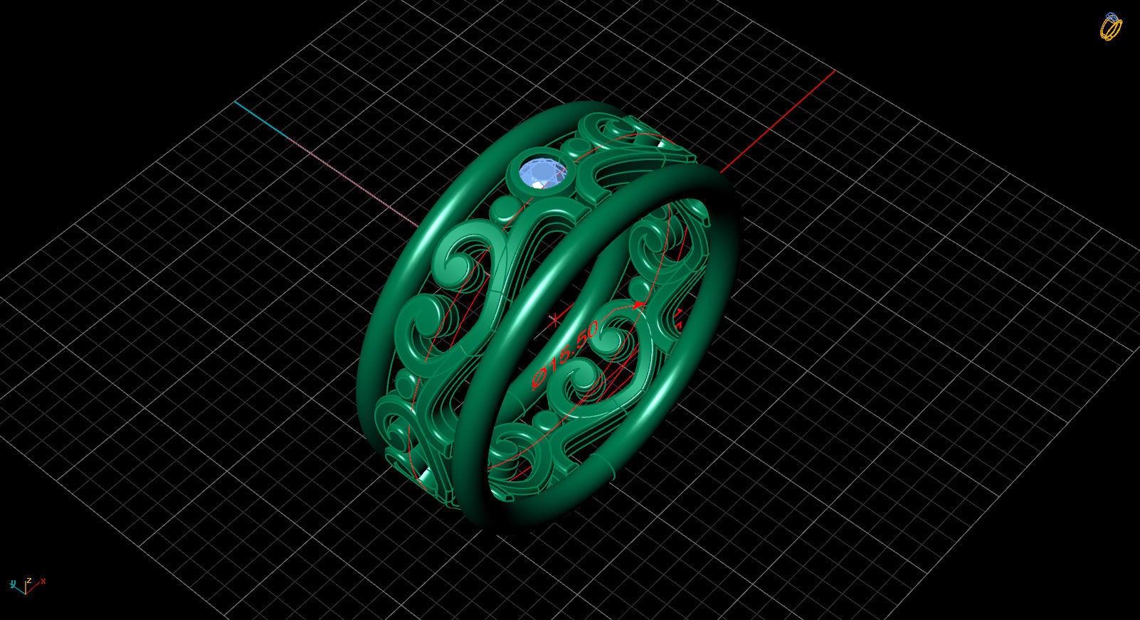 wedding rings hearts 3D print model_4