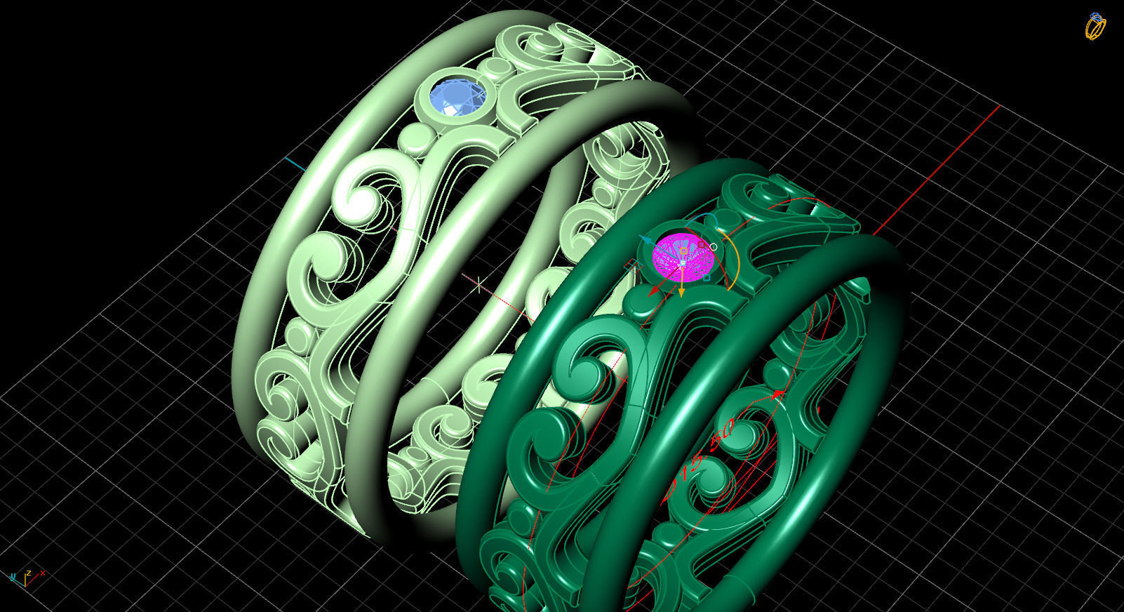 wedding rings hearts 3D print model_17