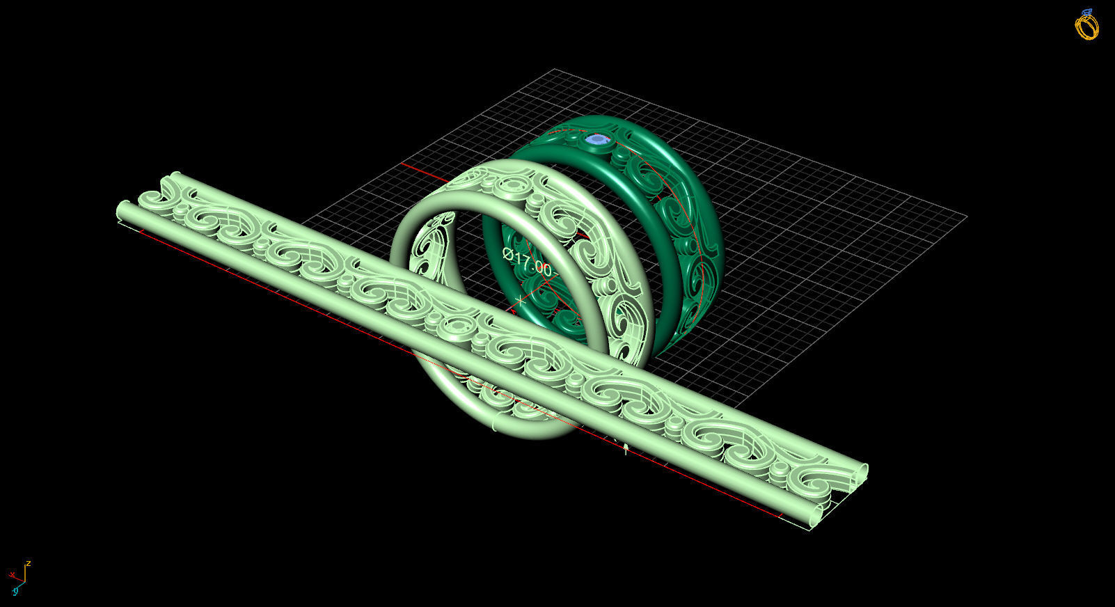 wedding rings hearts 3D print model_9