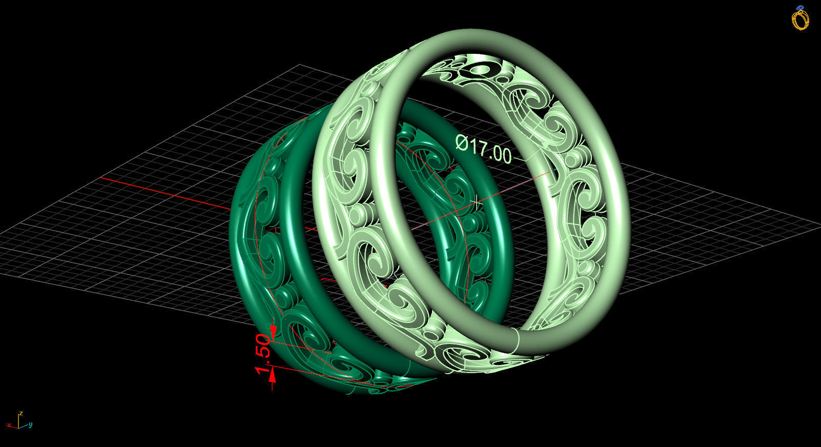 wedding rings hearts 3D print model_12