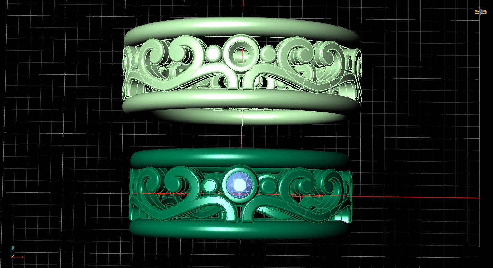 wedding rings hearts 3D print model_16