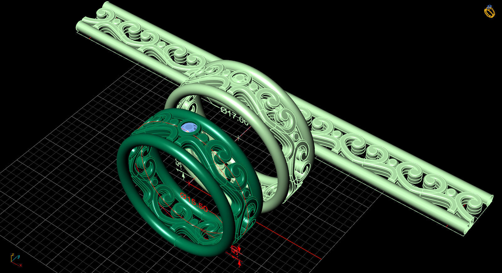 wedding rings hearts 3D print model_8