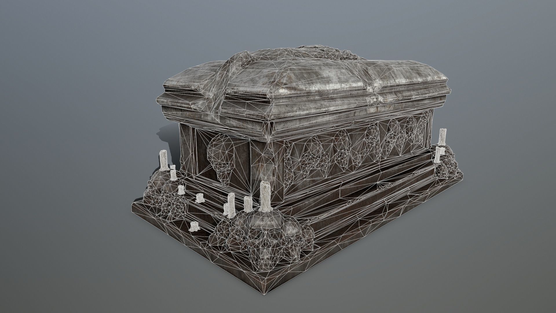 tomb 1 coffin with skulls Low-poly 3D model_12