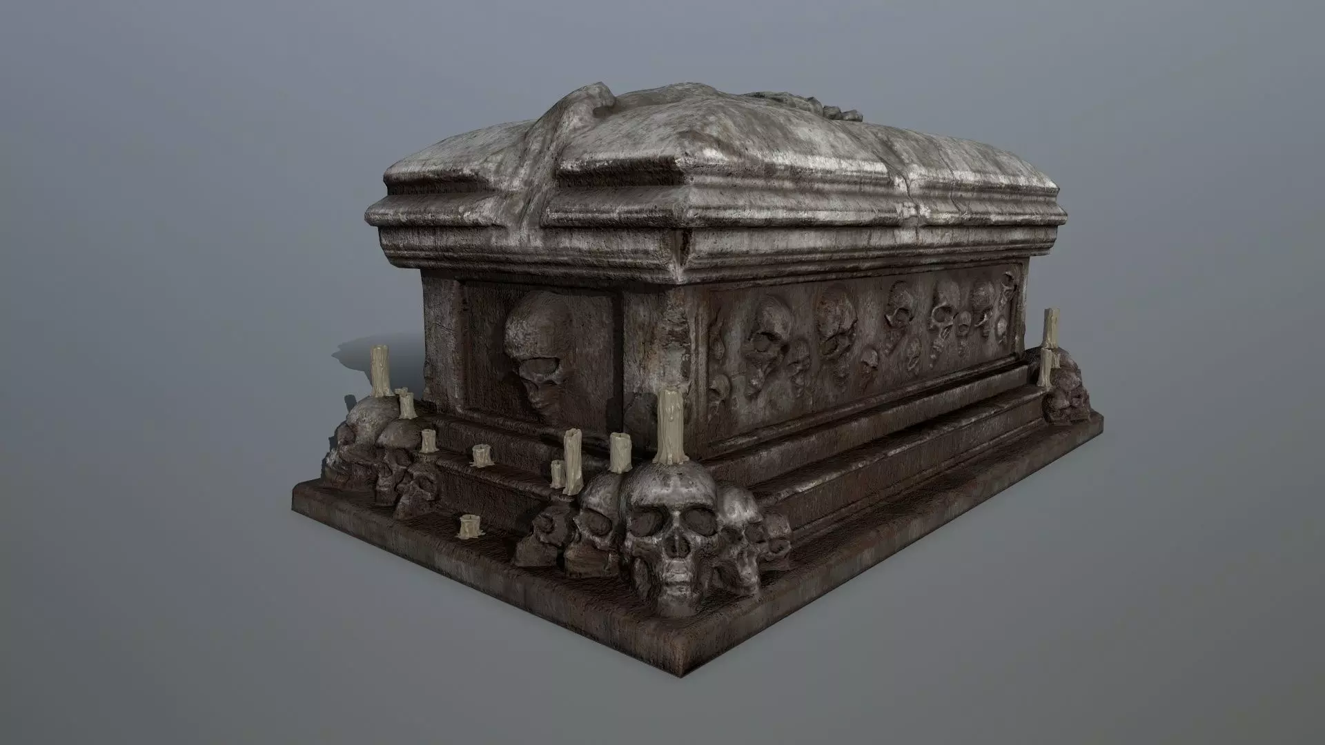 tomb 1 coffin with skulls Low-poly 3D model_0