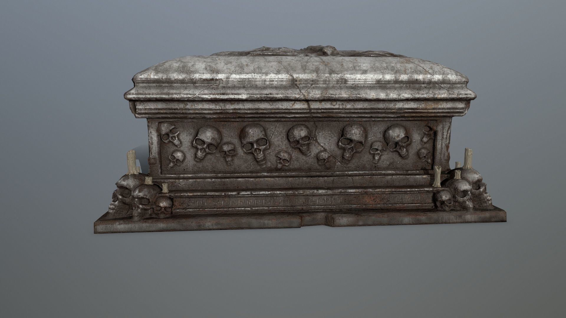 tomb 1 coffin with skulls Low-poly 3D model_6