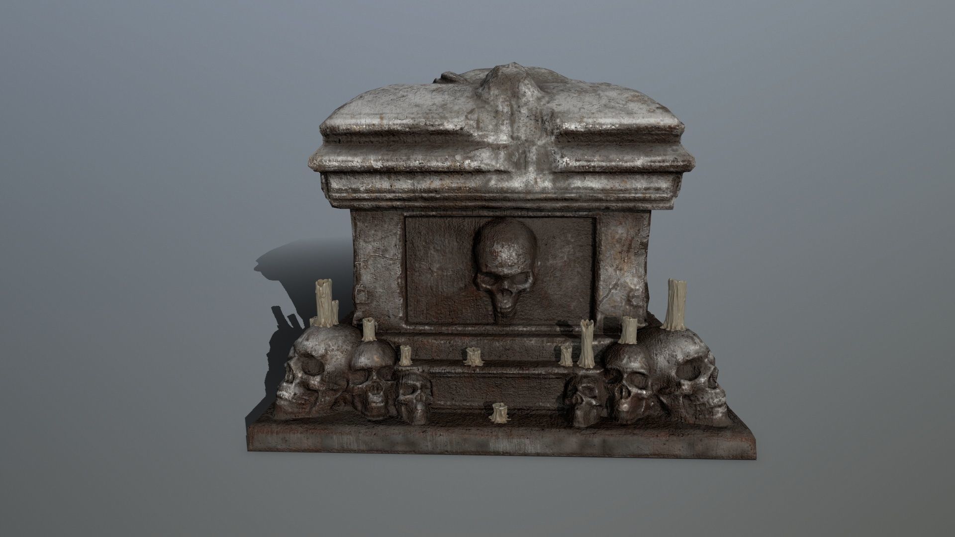 tomb 1 coffin with skulls Low-poly 3D model_8
