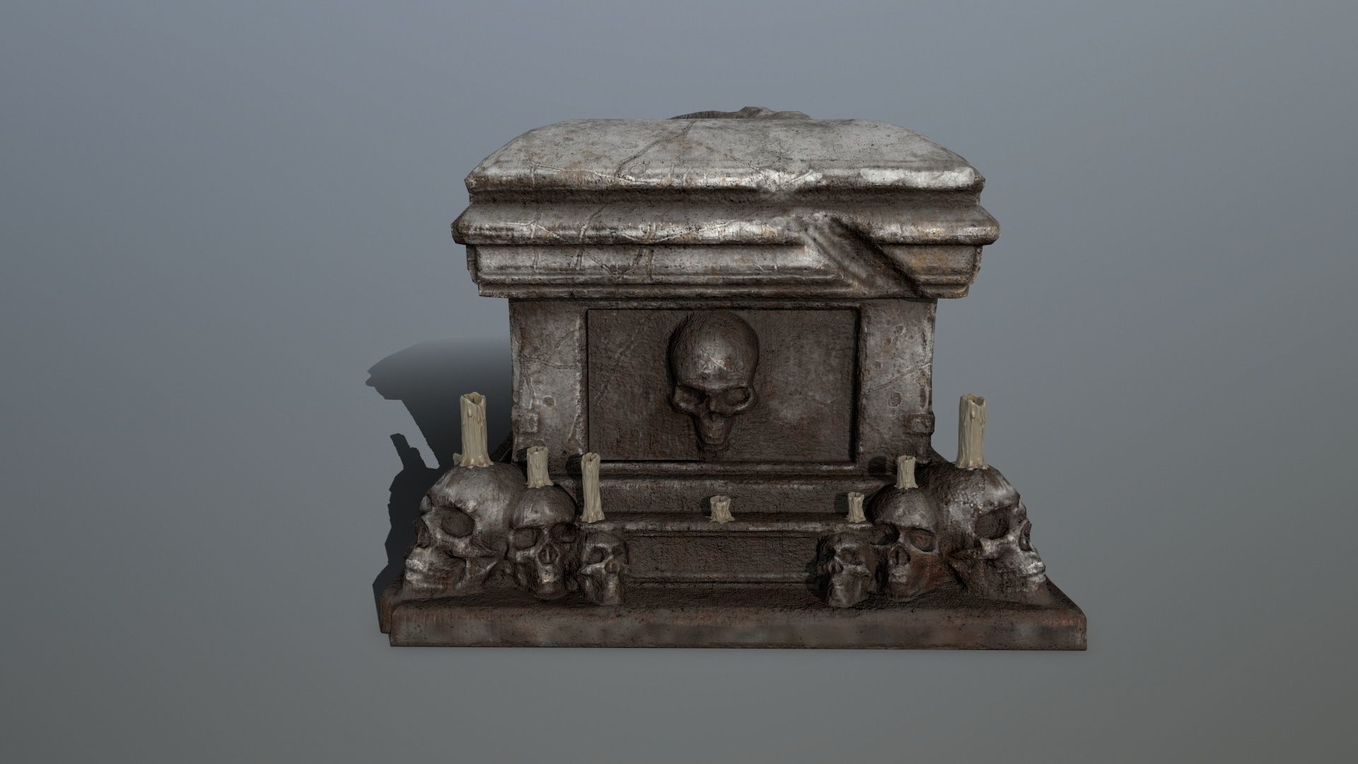 tomb 1 coffin with skulls Low-poly 3D model_4