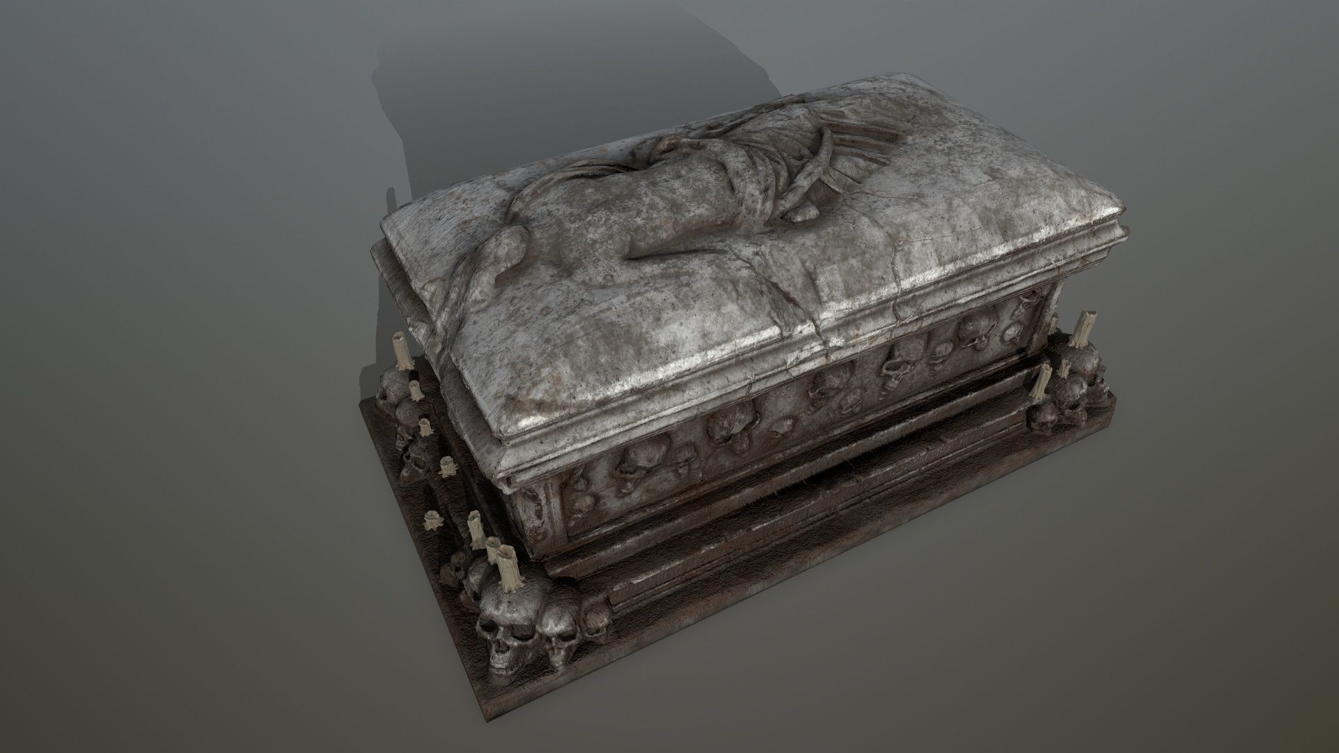 tomb 1 coffin with skulls Low-poly 3D model_9