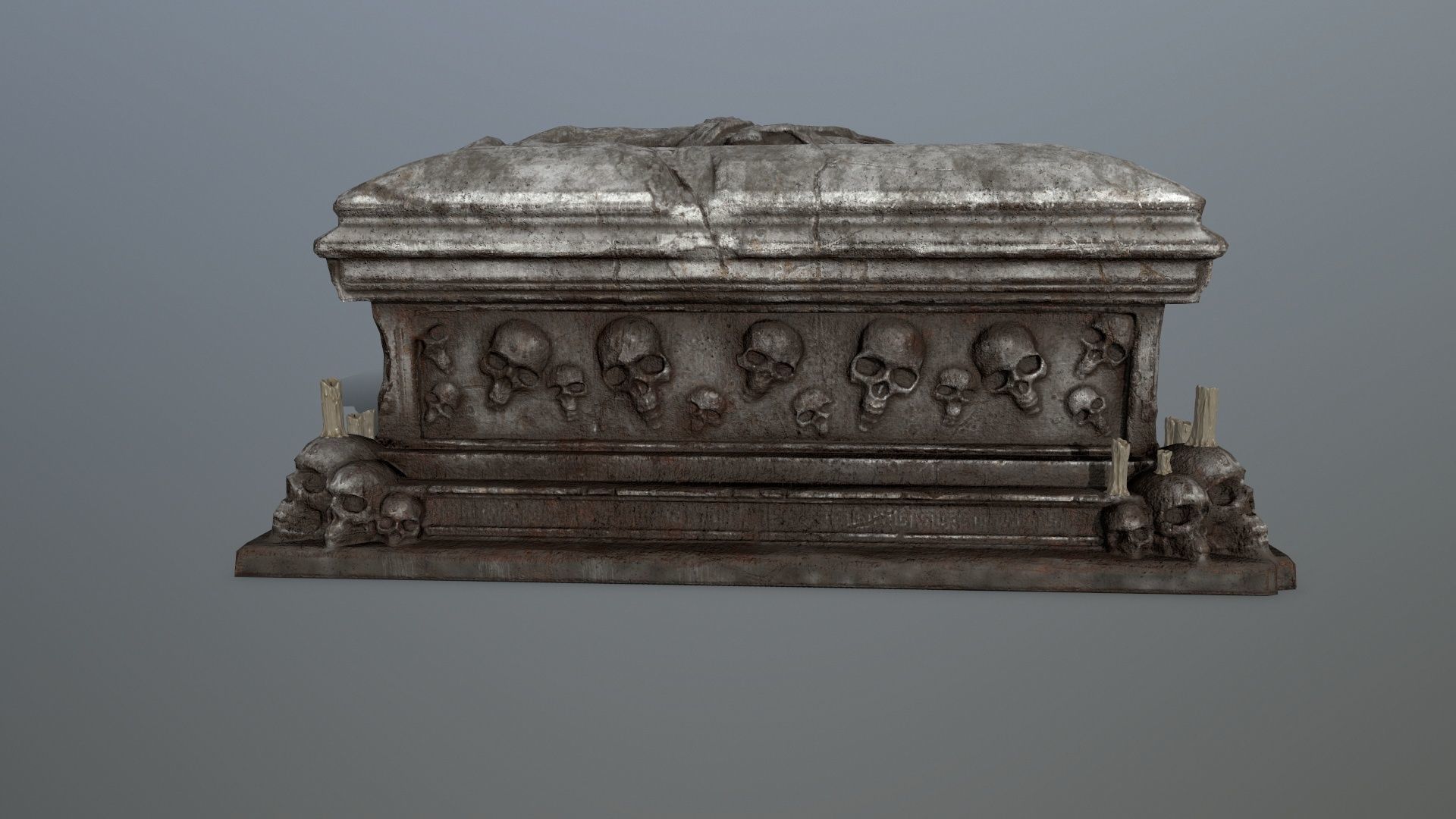 tomb 1 coffin with skulls Low-poly 3D model_2