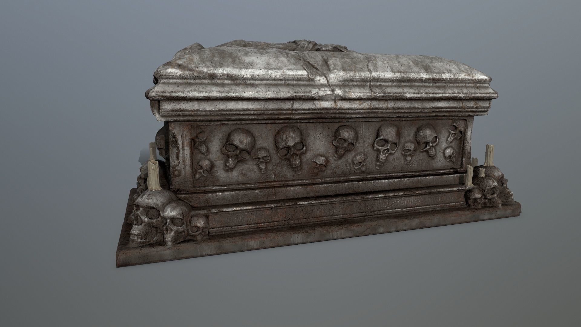 tomb 1 coffin with skulls Low-poly 3D model_1