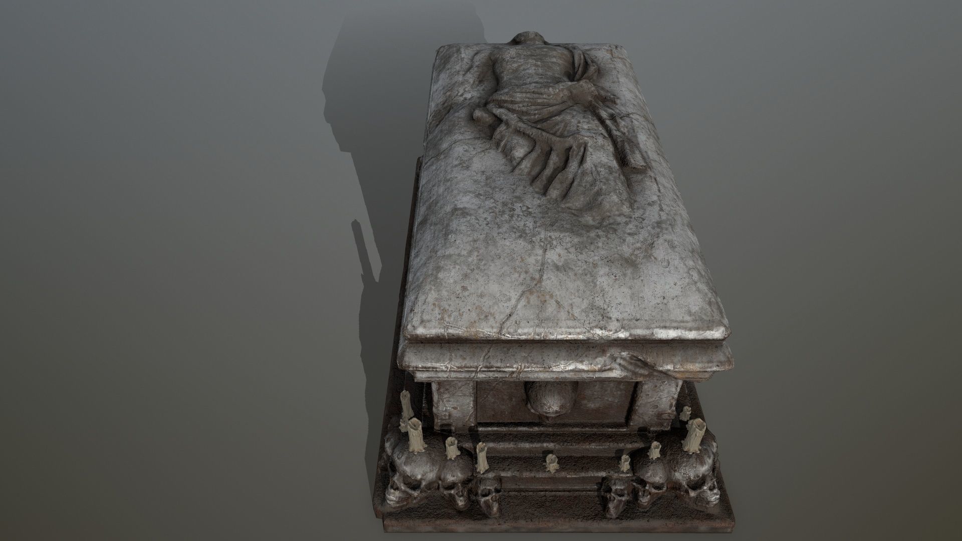 tomb 1 coffin with skulls Low-poly 3D model_10