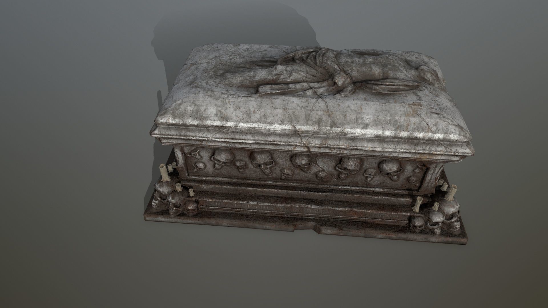 tomb 1 coffin with skulls Low-poly 3D model_11