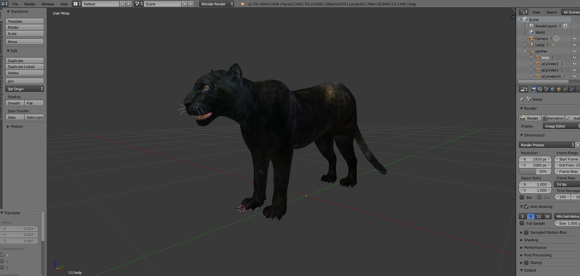 Black Panther Rigged And Animated Low-poly 3D model_26
