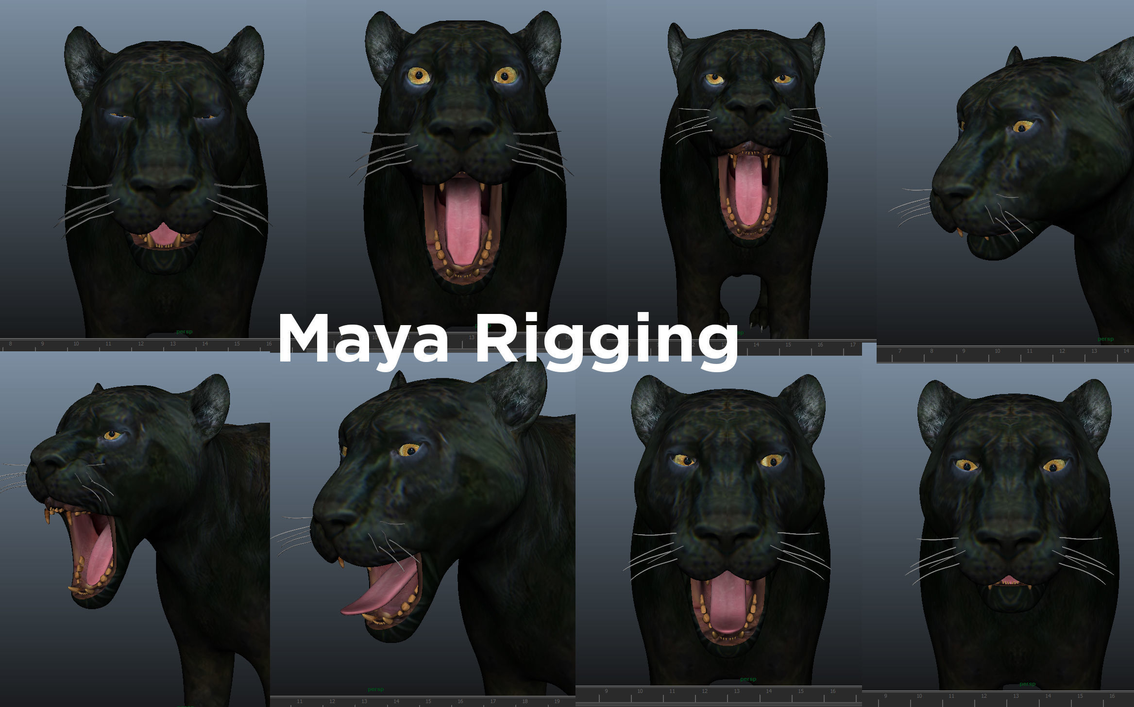 Black Panther Rigged And Animated Low-poly 3D model_23