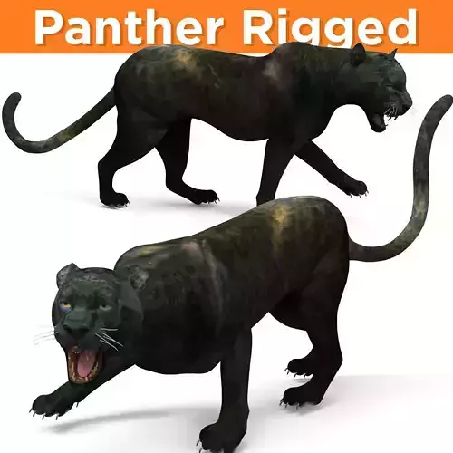 Black Panther Rigged And Animated Low-poly 3D model
