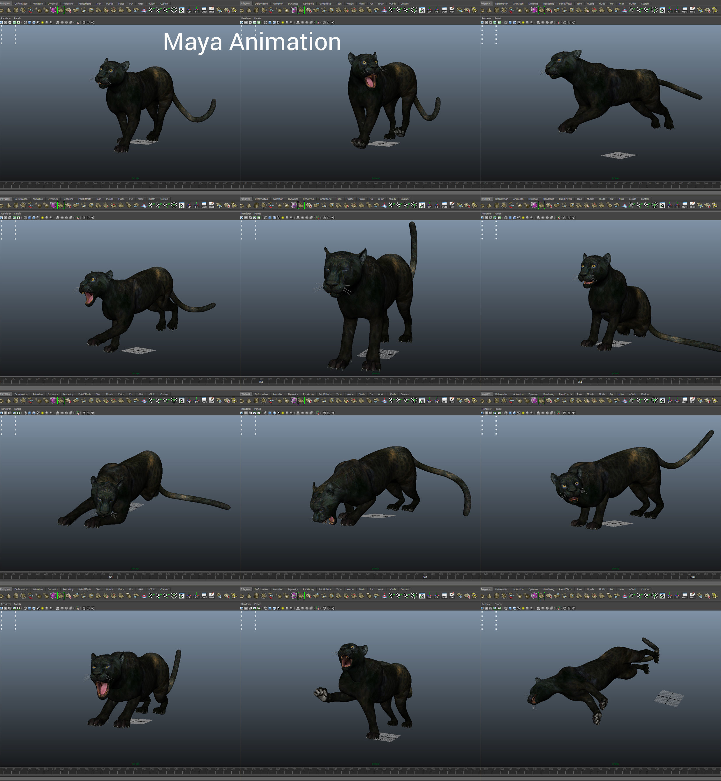 Black Panther Rigged And Animated Low-poly 3D model_31