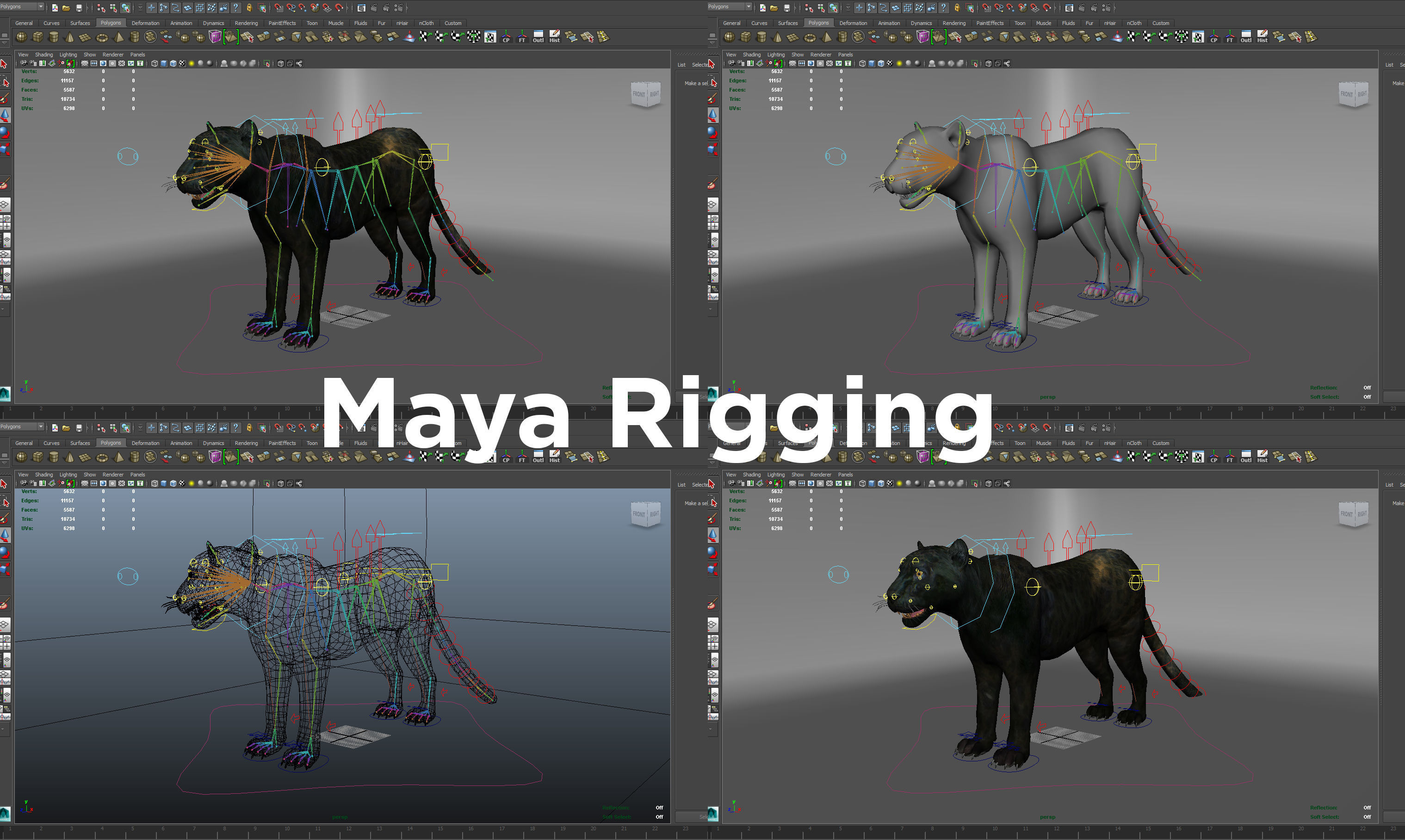 Black Panther Rigged And Animated Low-poly 3D model_24