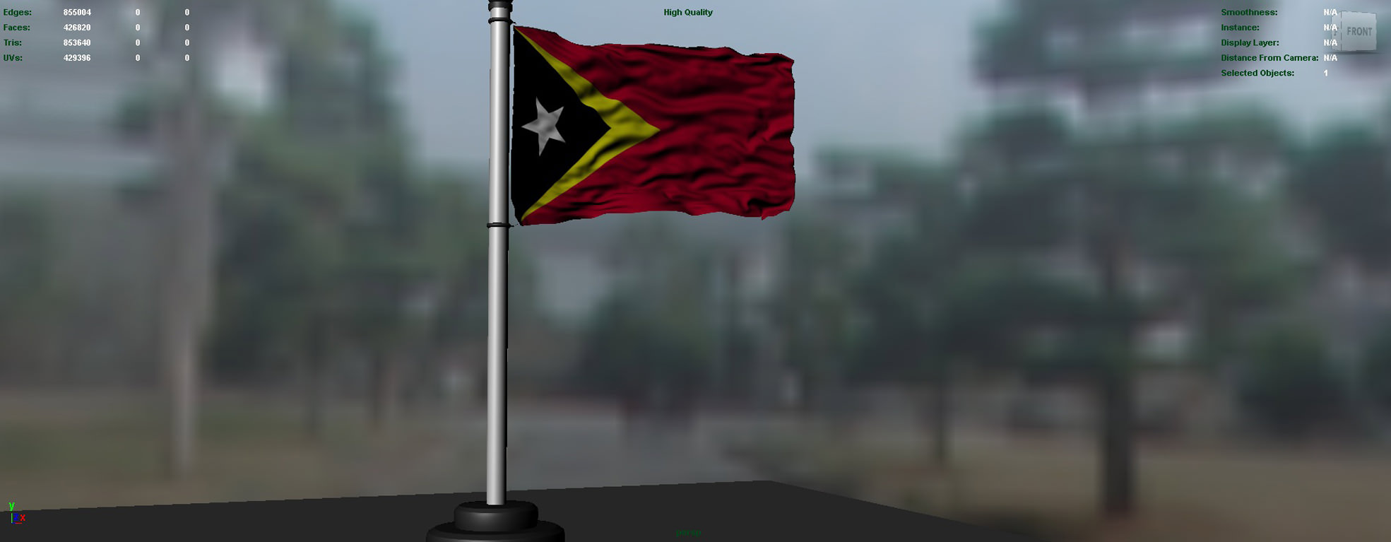 East Timor flag 3D model_2