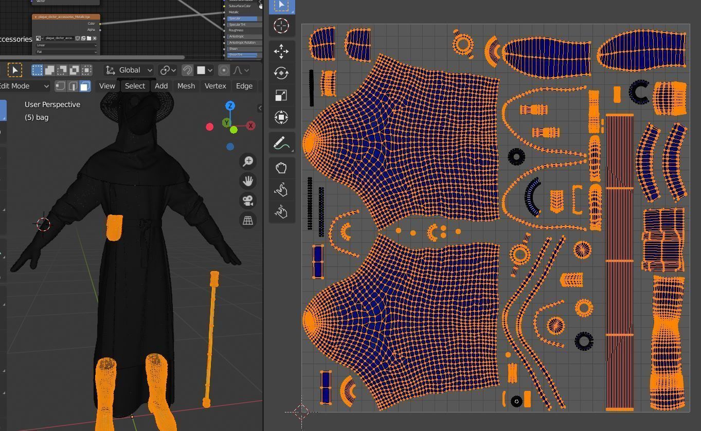 Plague doctor customizable 2 poses 3D model_39