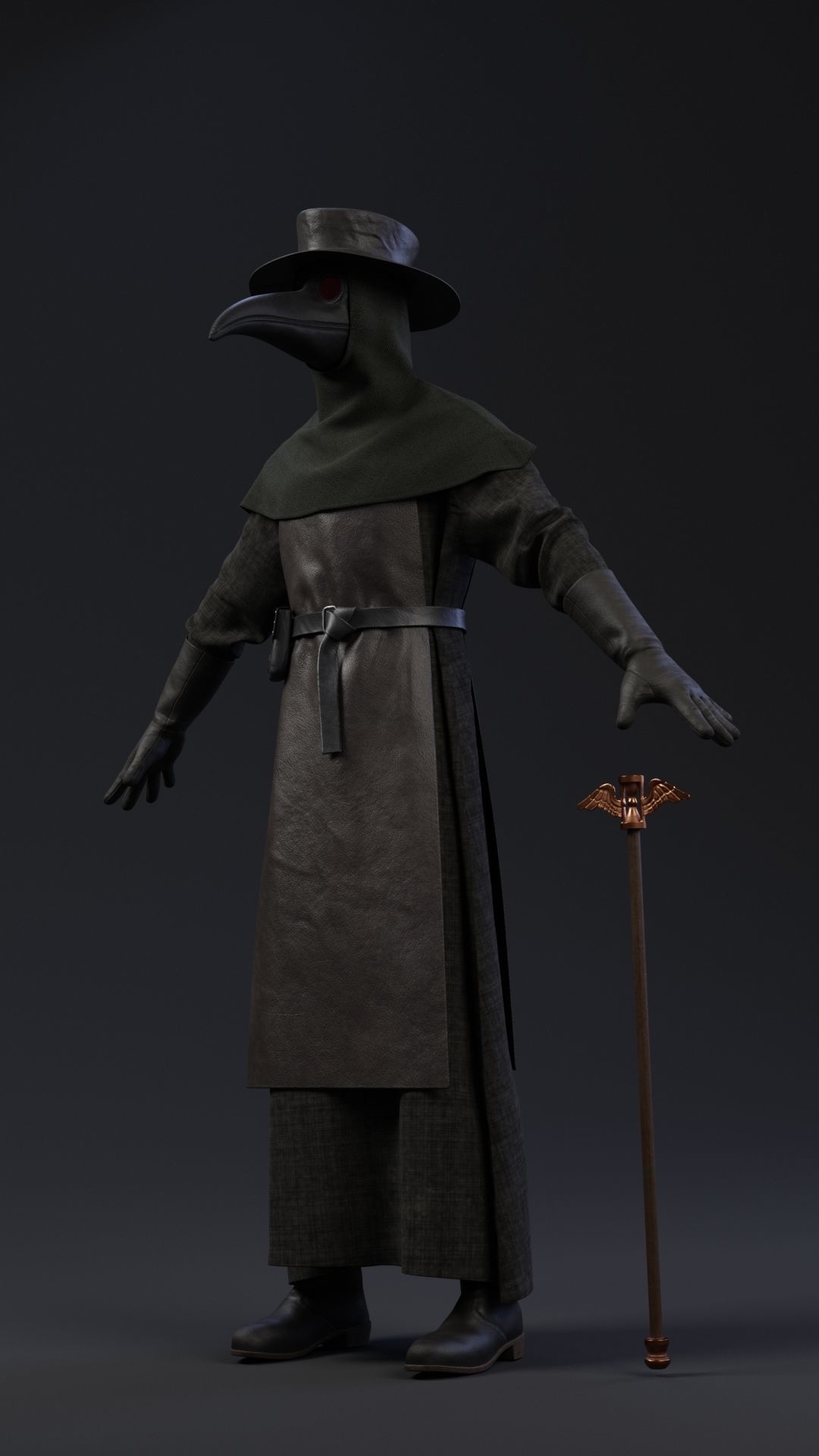 Plague doctor customizable 2 poses 3D model_10