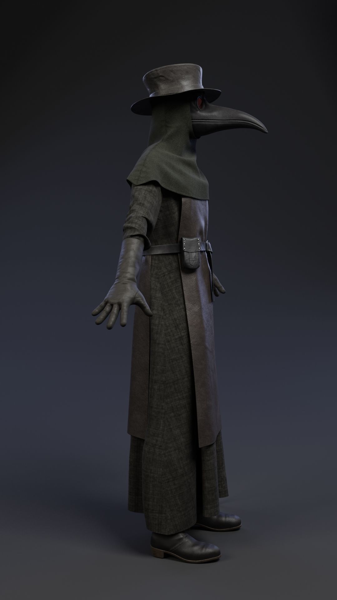 Plague doctor customizable 2 poses 3D model_7