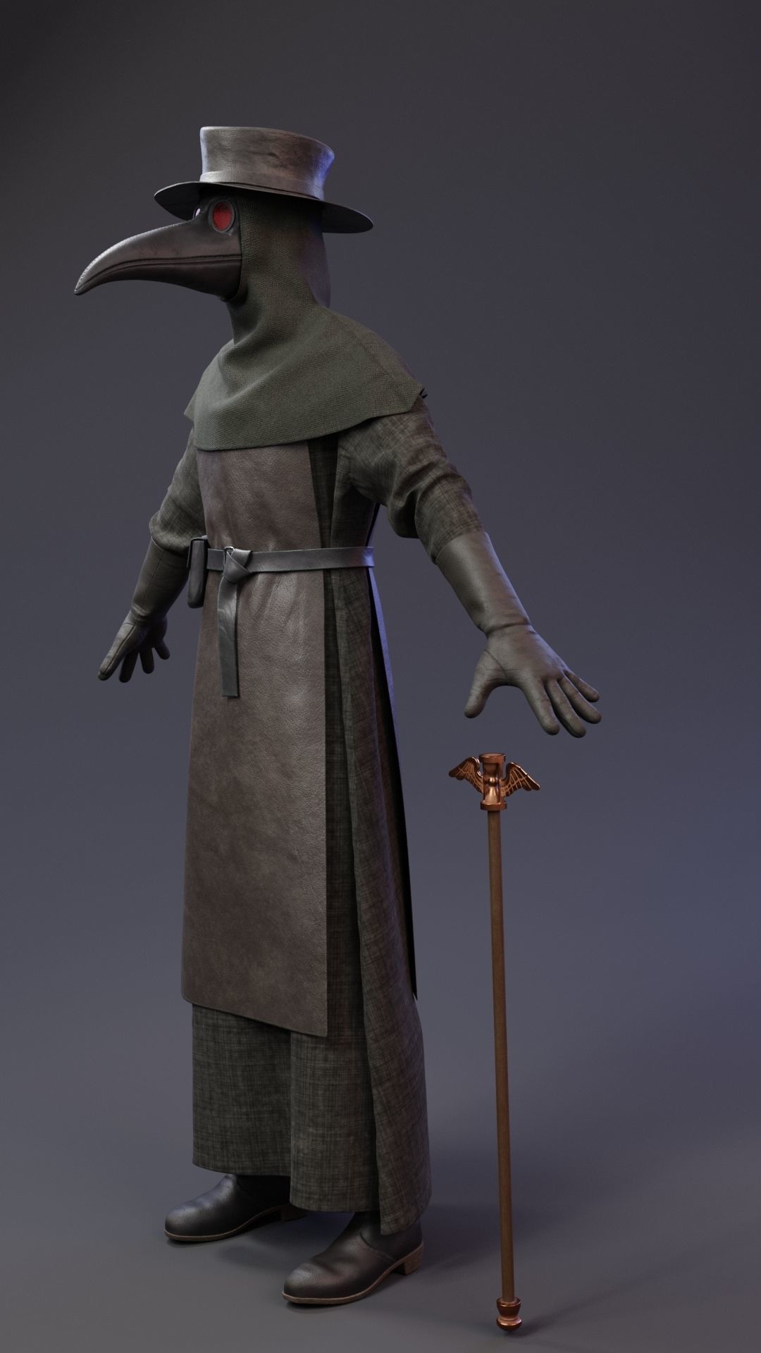 Plague doctor customizable 2 poses 3D model_8