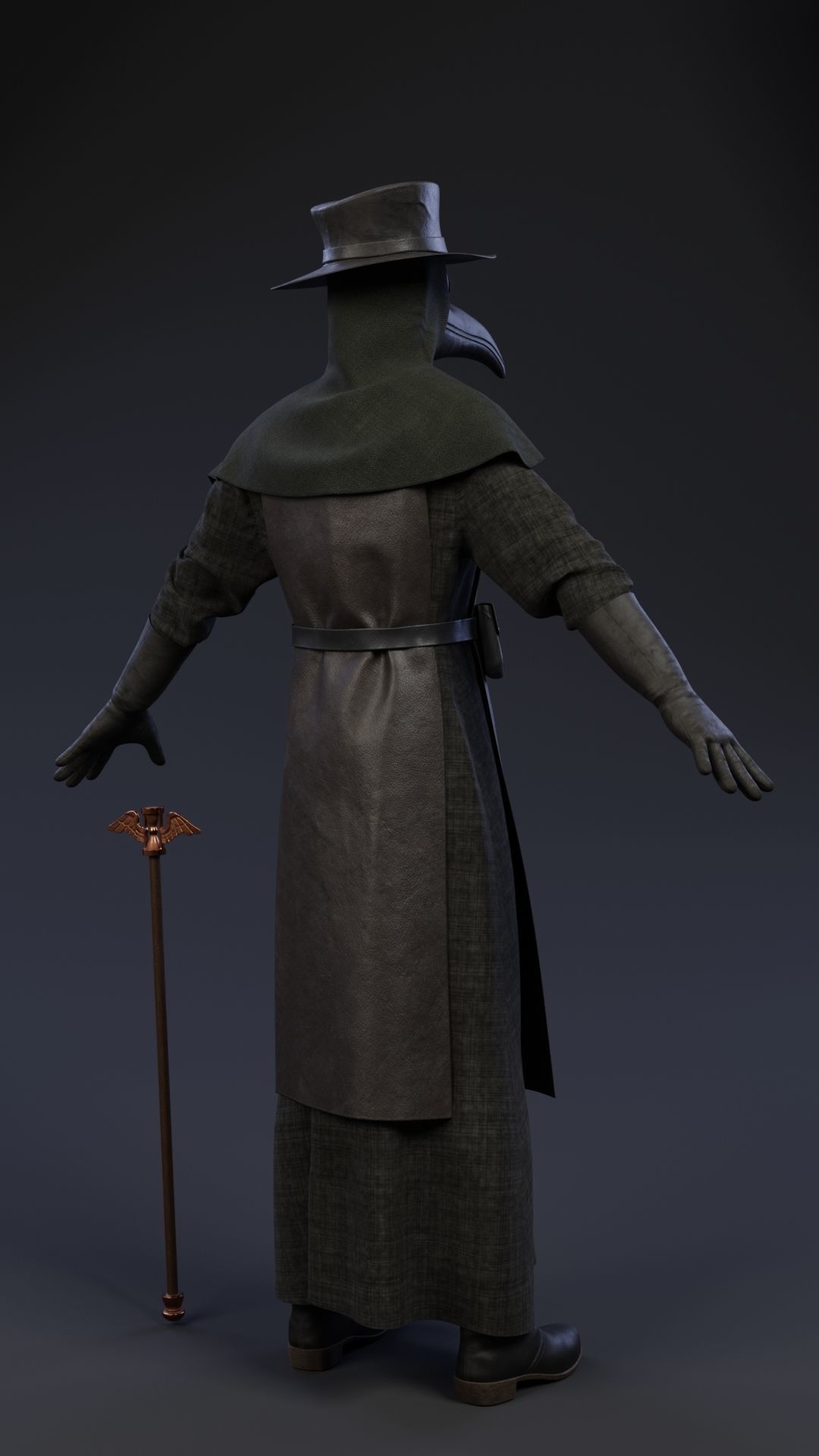 Plague doctor customizable 2 poses 3D model_5