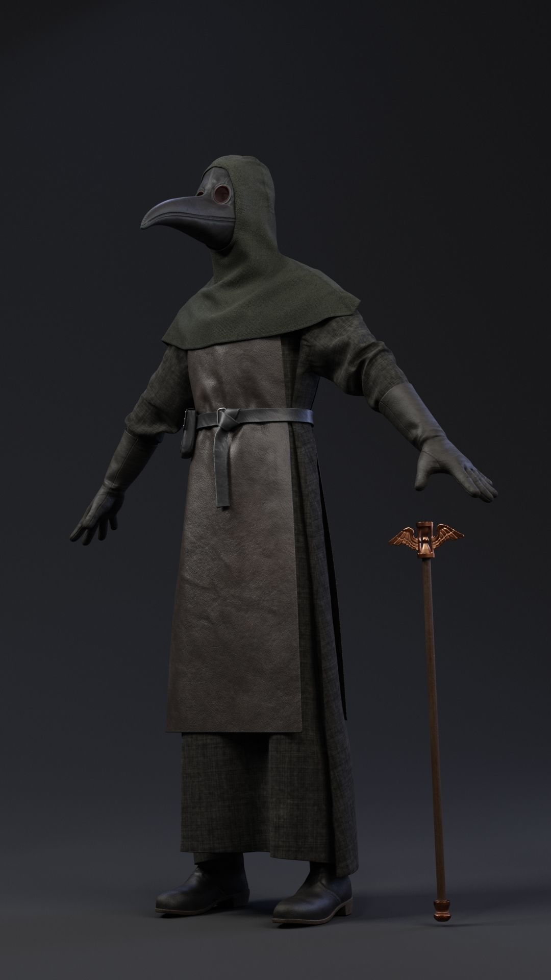 Plague doctor customizable 2 poses 3D model_15