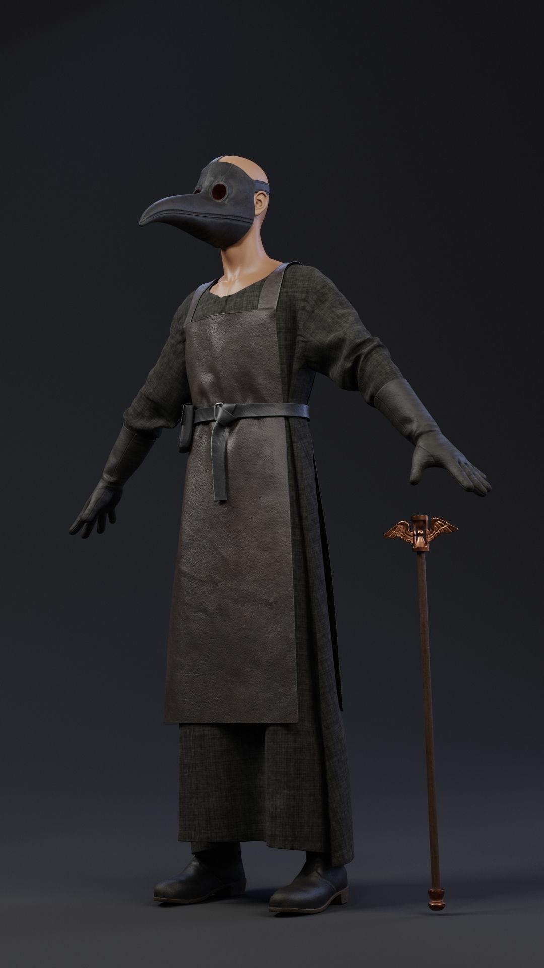 Plague doctor customizable 2 poses 3D model_11
