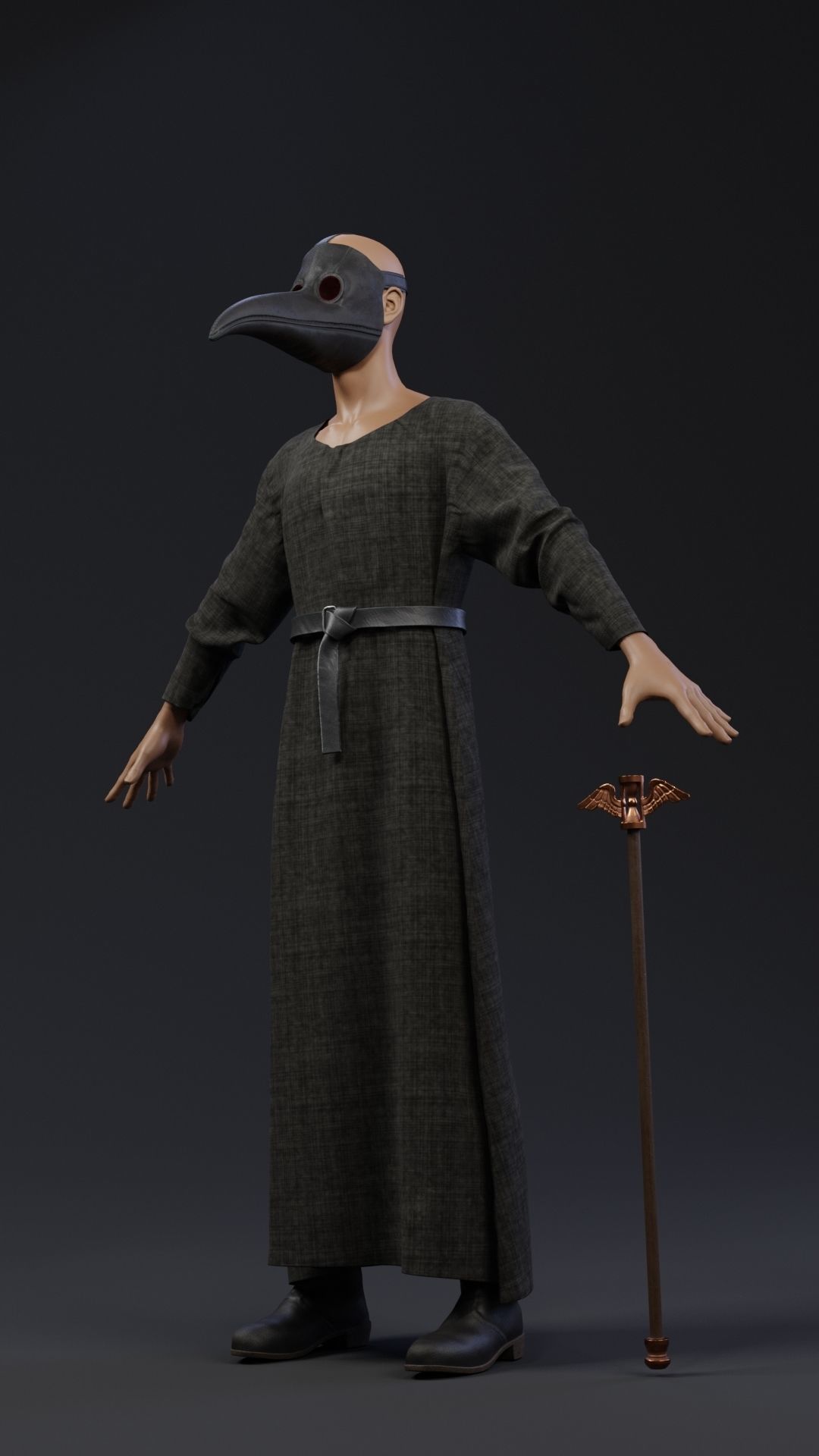 Plague doctor customizable 2 poses 3D model_12