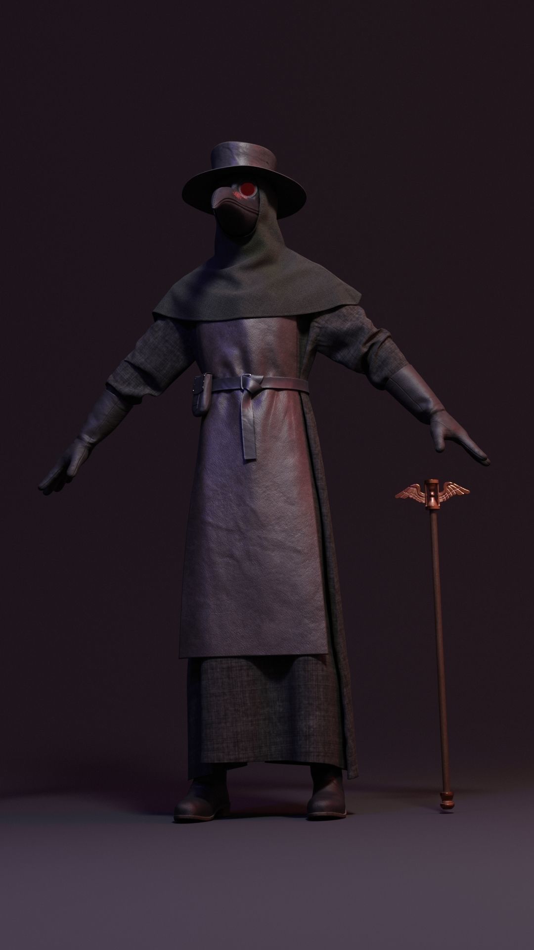 Plague doctor customizable 2 poses 3D model_4