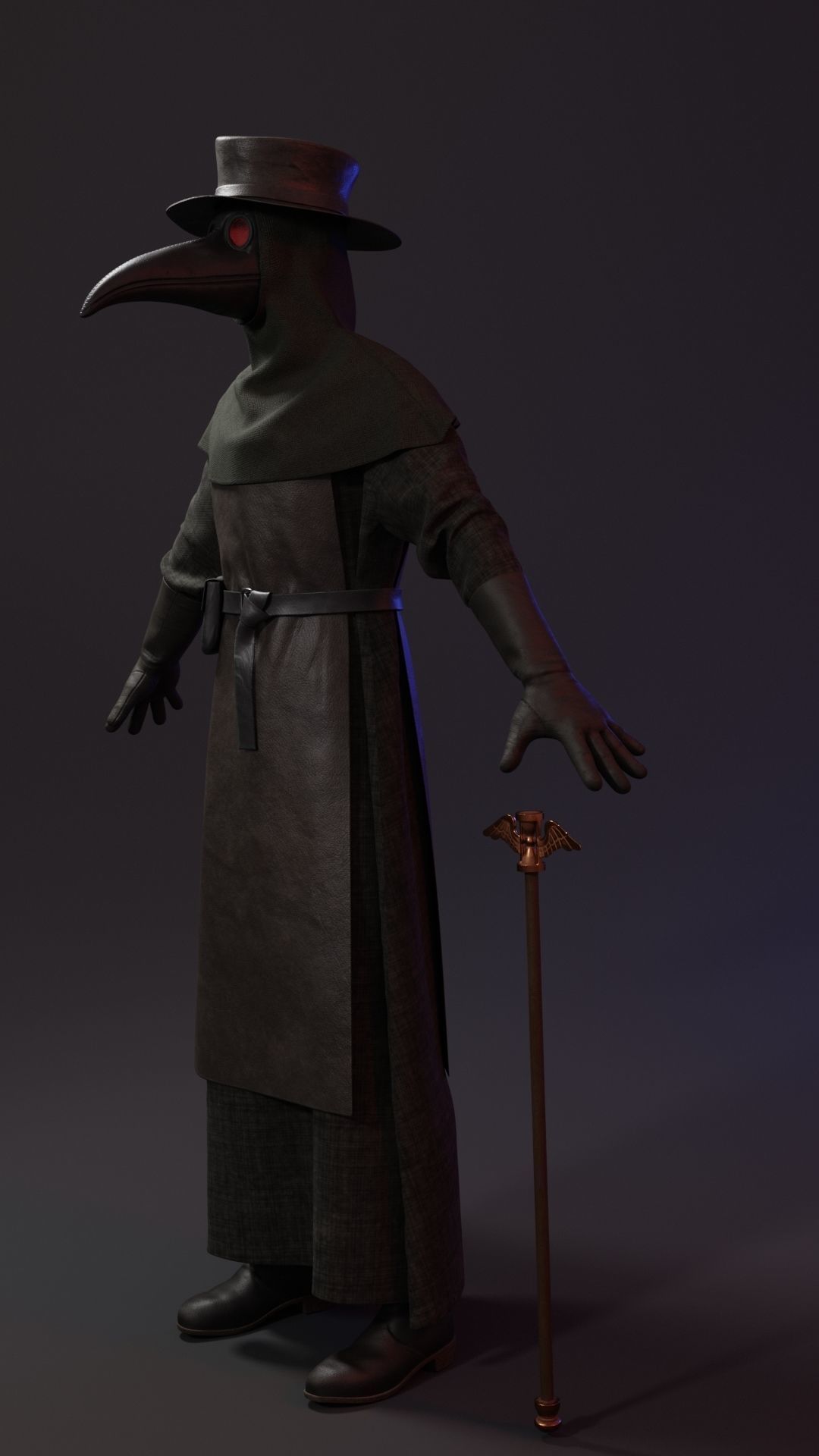 Plague doctor customizable 2 poses 3D model_9