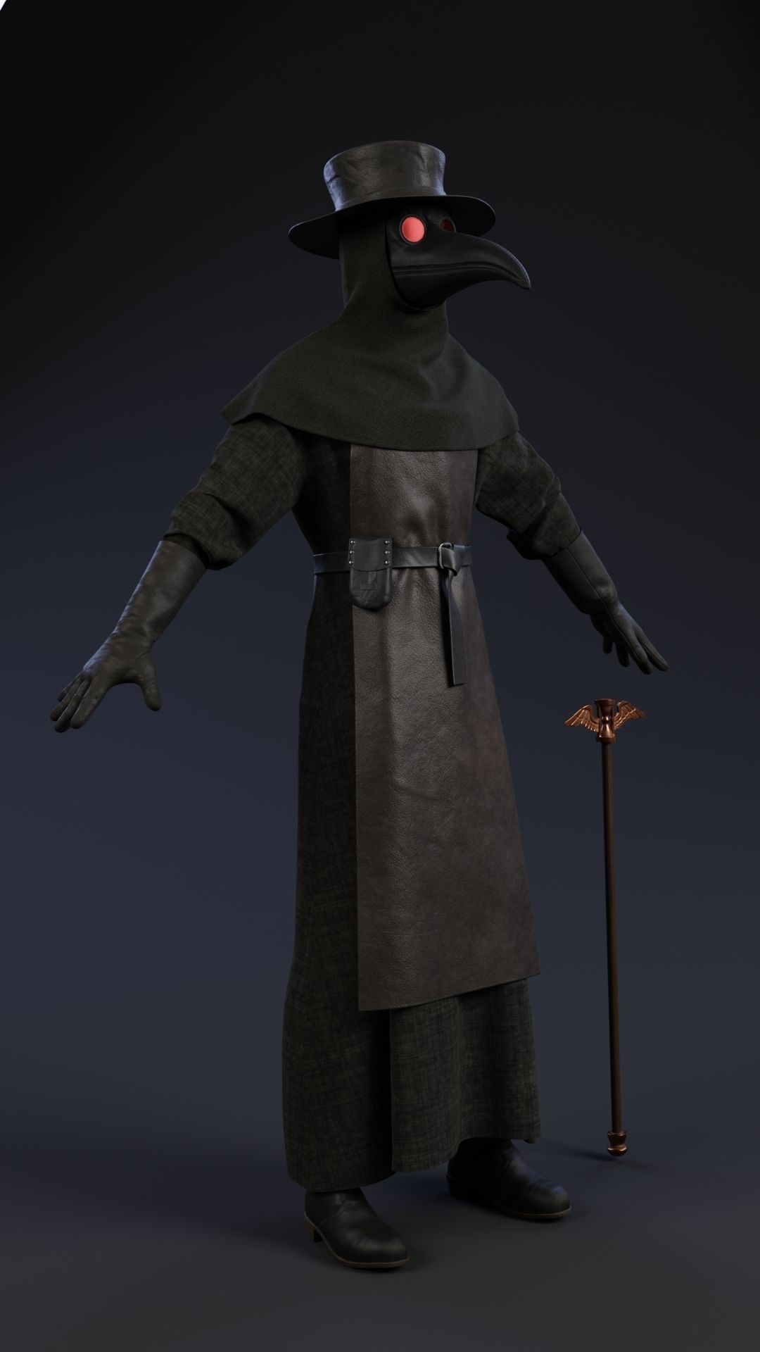 Plague doctor customizable 2 poses 3D model_2