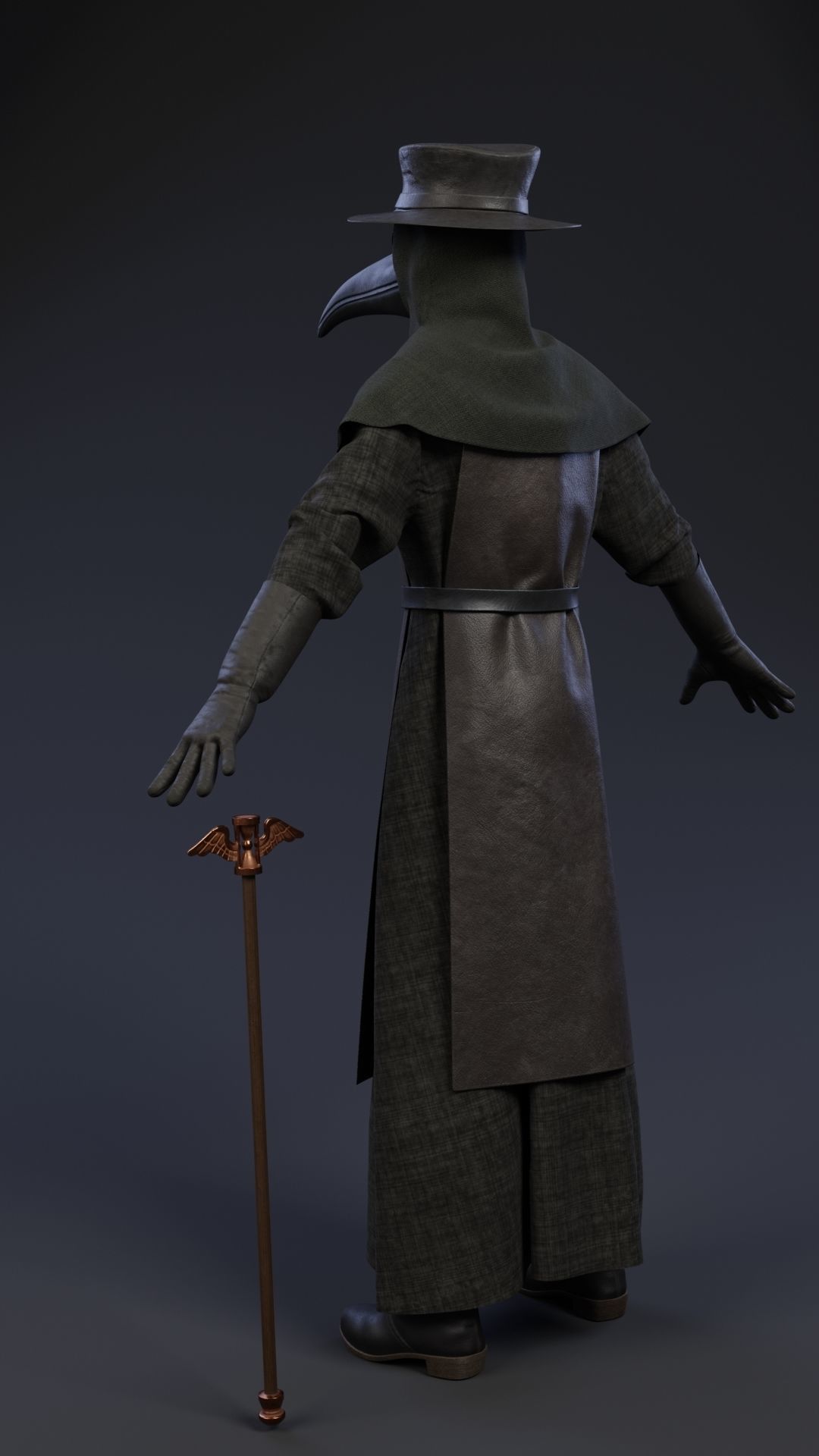 Plague doctor customizable 2 poses 3D model_6